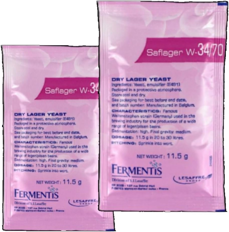 2x Fermentis Saflager W34/70 Beer Yeast lager and pilsner ales 11.5g 10-15L