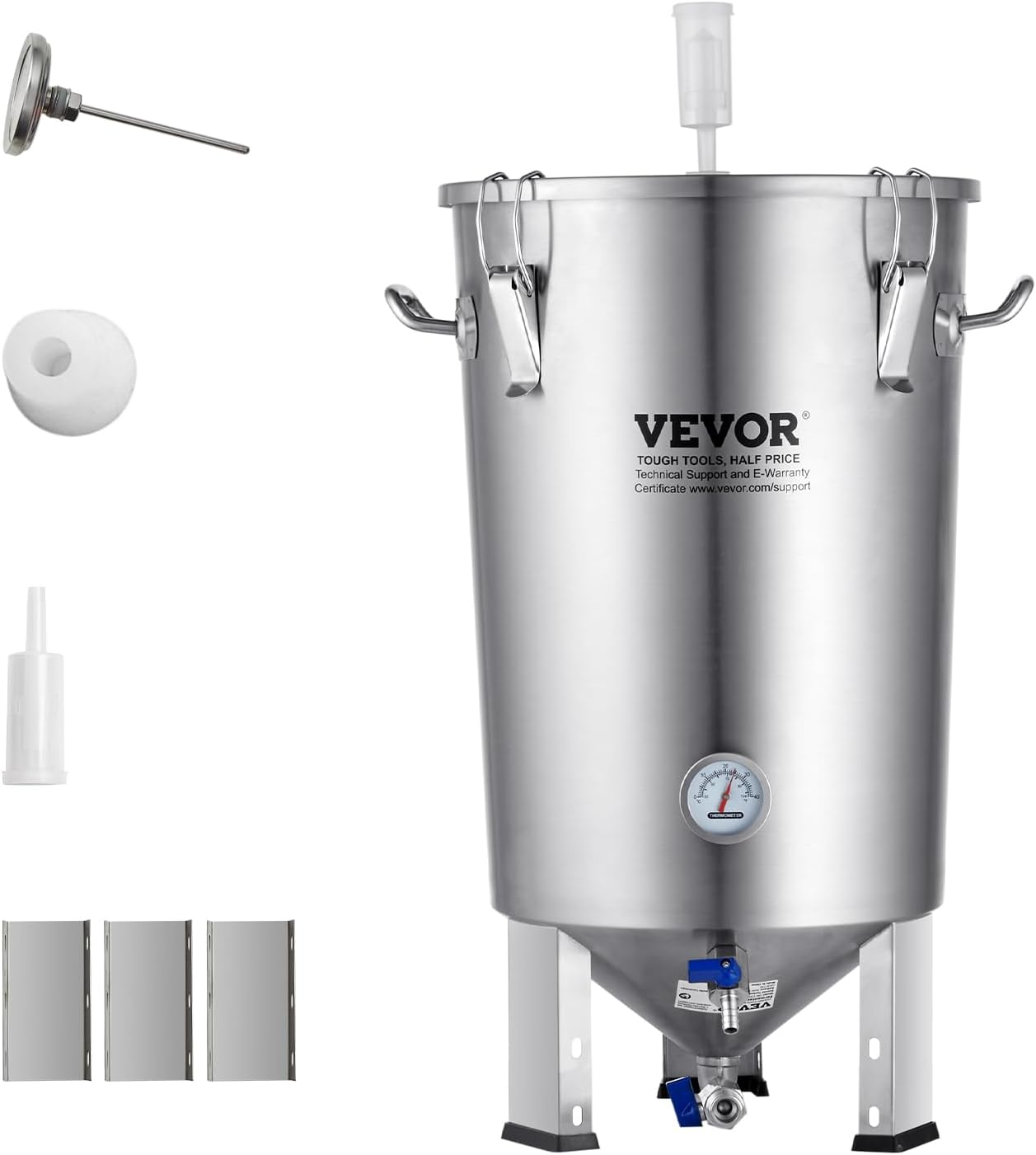 VEVOR Fermentation tank 8 Gallon Stainless Steel Beer Brew Fermentor Brew Bucket Fermentor for Home Brewing with Conical Base Brewing Equipment